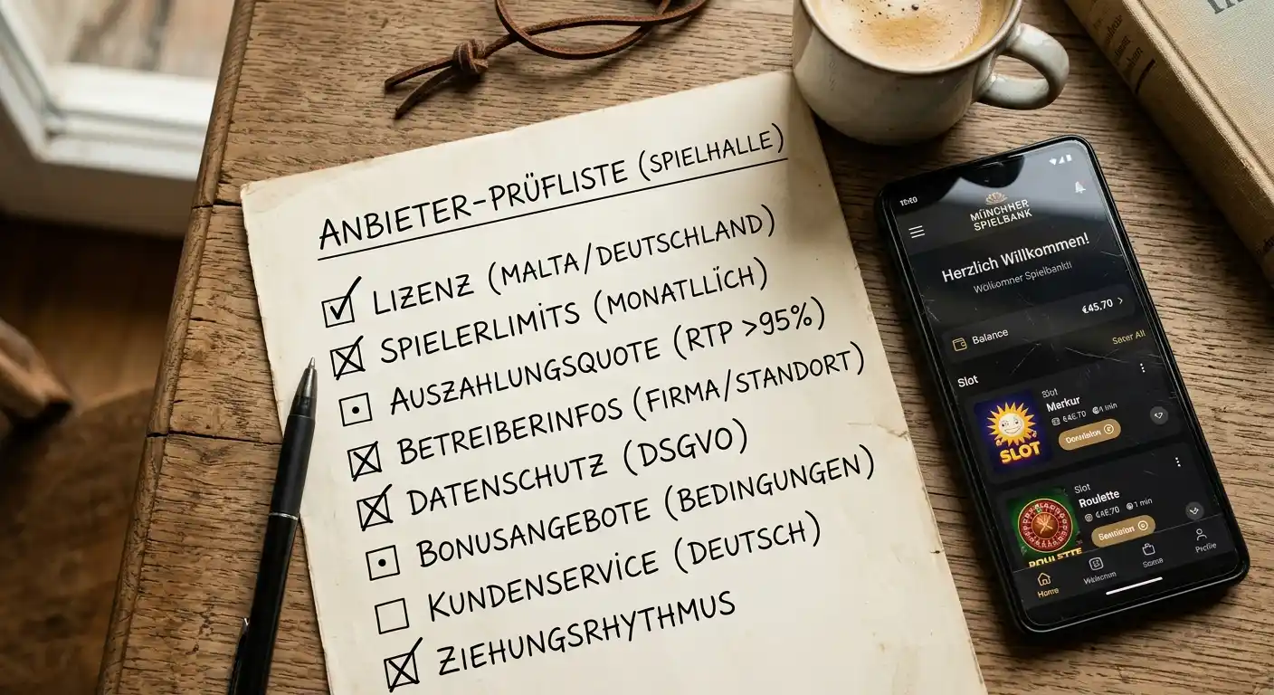 Aufgeschriebene Prüfpunkte für Anbieter, Lizenz, Obergrenzes und Auszahlung