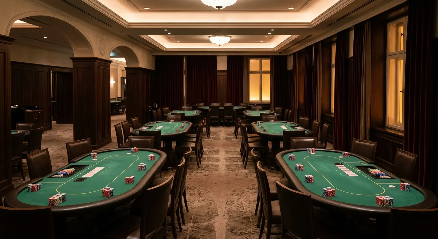 Eleganter neutraler Pokerraum in einer österreichischen Spielbank