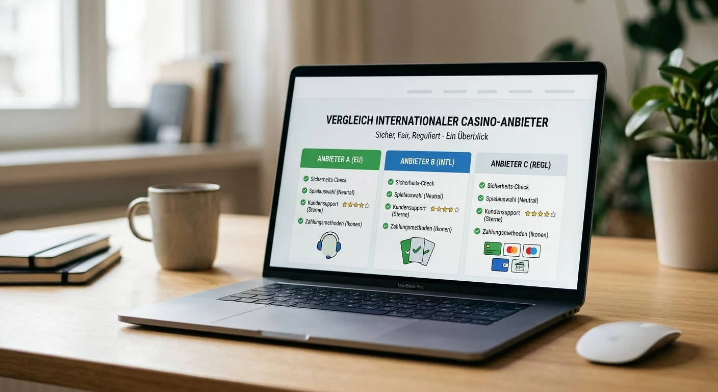 Laptop mit neutraler Vergleichstabelle und mehreren anonymisierten Anbieterfeldern