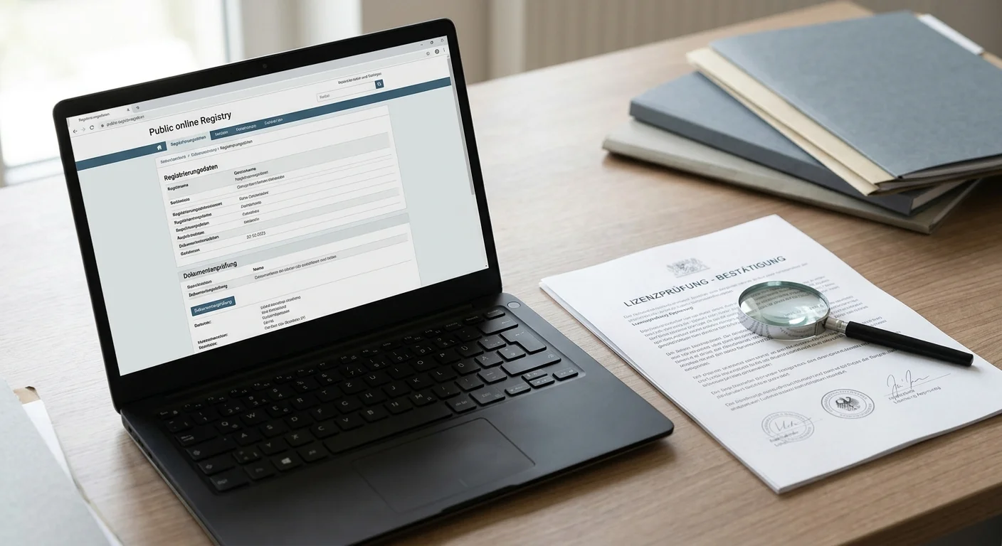 Neutrales Lizenzdokument und Registerprüfung für ein österreichisches Online-Casino