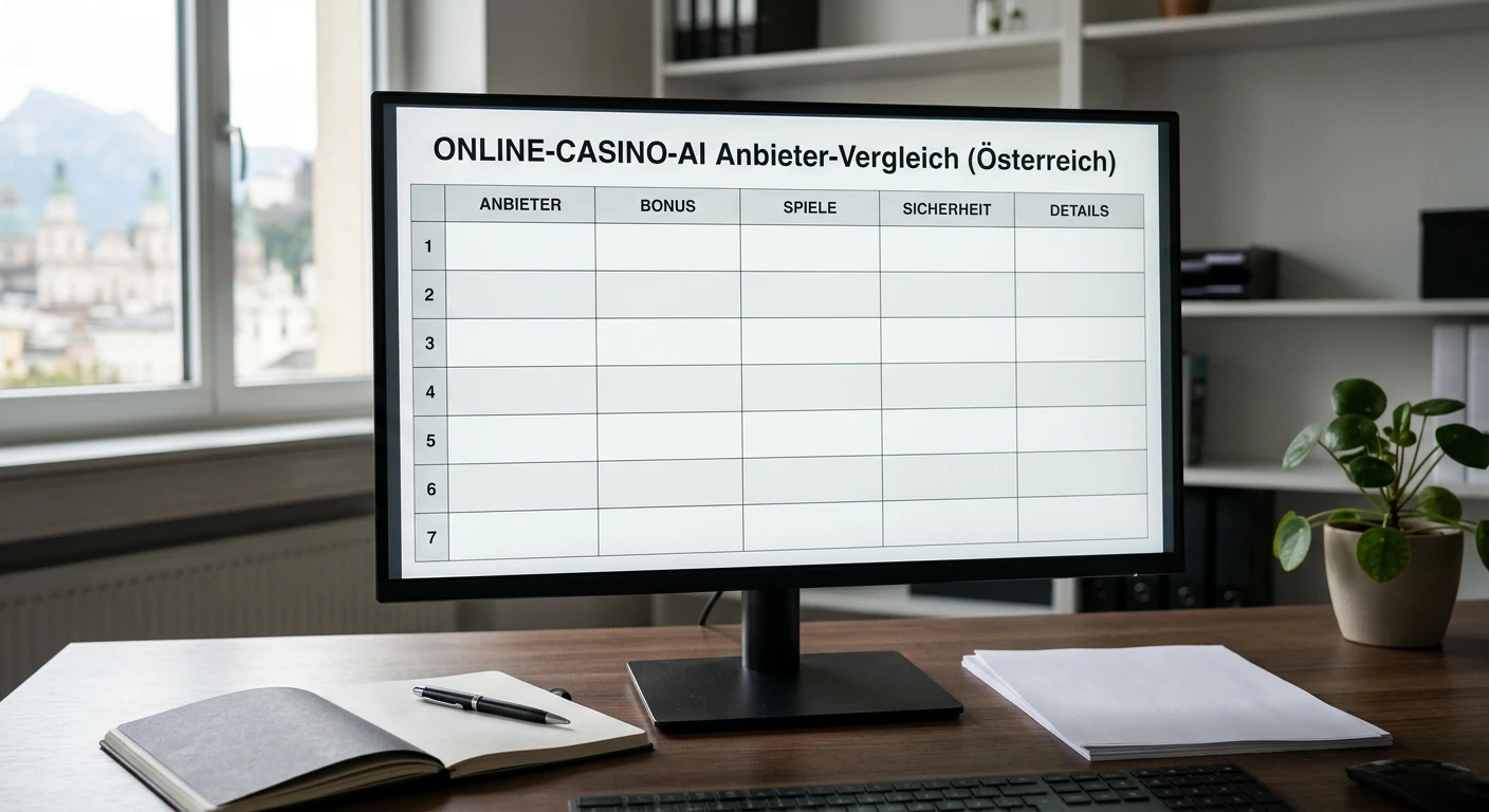 Neutrale Vergleichstabelle auf einem Bildschirm ohne Markenkennzeichen