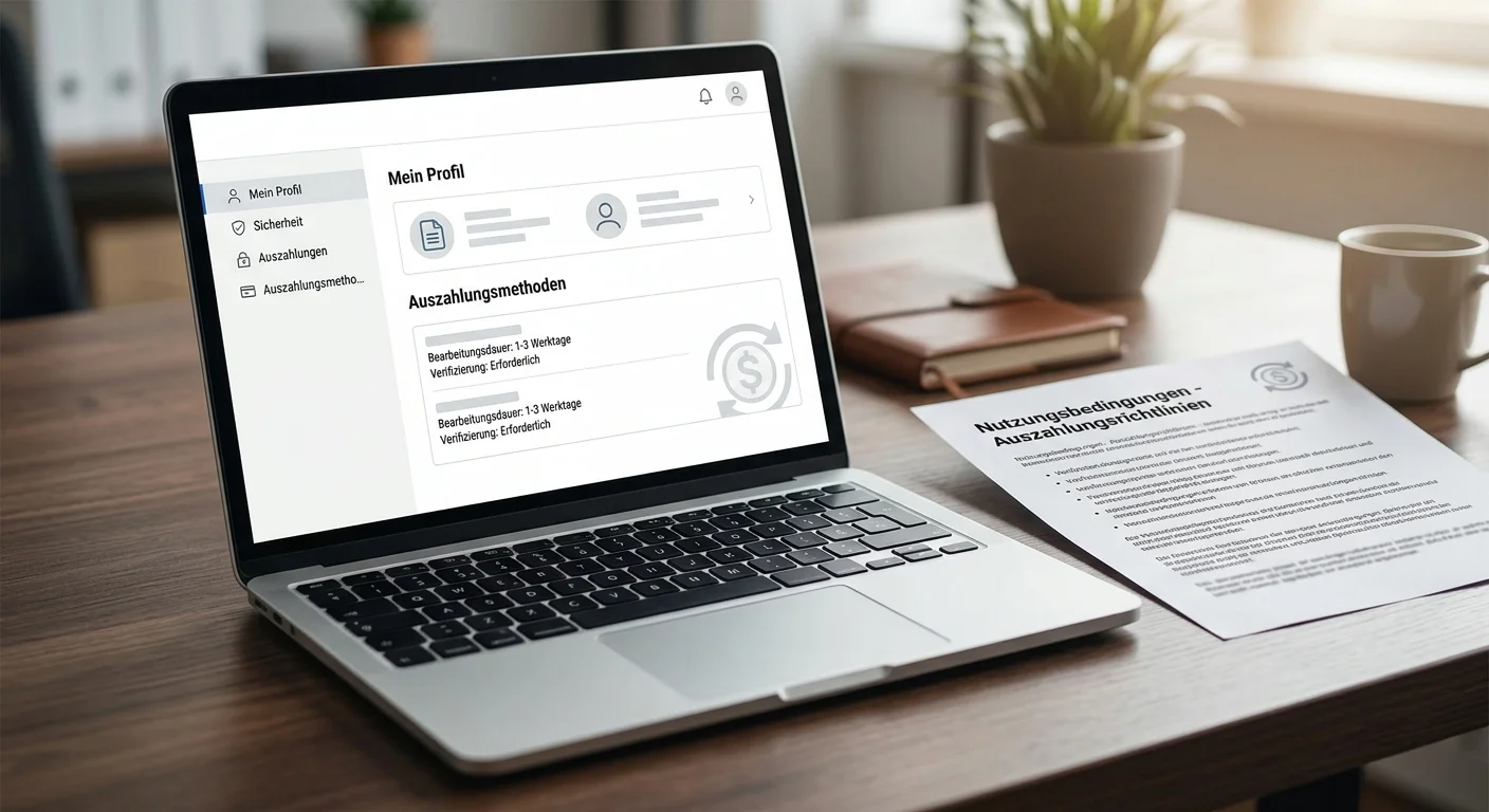 Neutrale Auszahlungsbedingungen neben einem Laptop