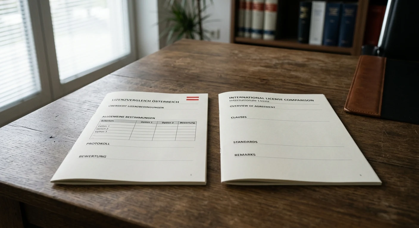 Neutrale Gegenüberstellung einer österreichischen Konzession und internationaler Lizenzdokumente