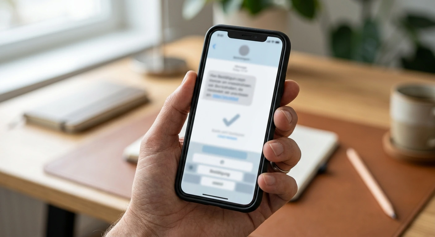 Kurznachricht-Bestätigung und kleine Einzahlung auf neutralem Mobiltelefon